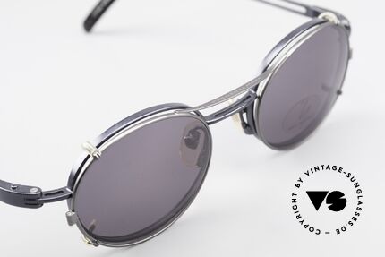 Yohji Yamamoto 51-6106 Oval Clip On Frame Blue Metal, NO retro specs, but a 20 years old Yamamoto original, Made for Men and Women