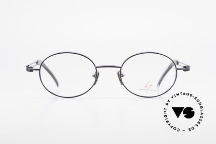 Yohji Yamamoto 51-6106 Oval Clip On Frame Blue Metal, Size: large, Made for Men and Women