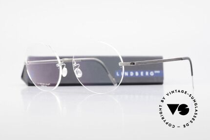 Lindberg 2333 Spirit Titan Round Rimless Titanium Frame, unworn, NOS, with original magnetic case by Lindberg, Made for Men and Women