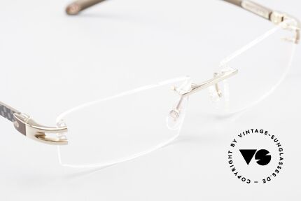 Bugatti 464 Rimless Glasses Carbon Gold, NO RETRO EYEWEAR, but a costly rarity, size 56/16, Made for Men