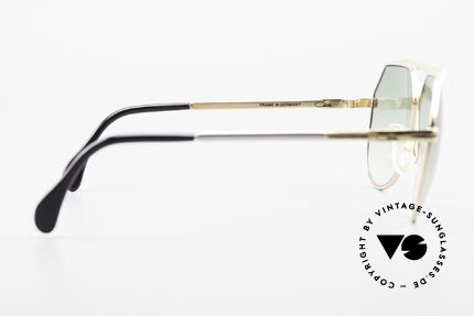 Cazal 733 Gold Plated 80's Sunglasses, green-gradient sun lenses (for 100% UV protection), Made for Men