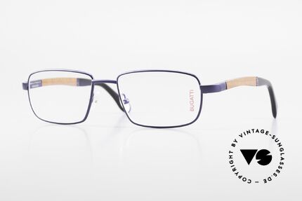 Bugatti 548 Pure Wood Frame Blue Navy M, BUGATTI vintage eyeglasses of incredible top-quality, Made for Men