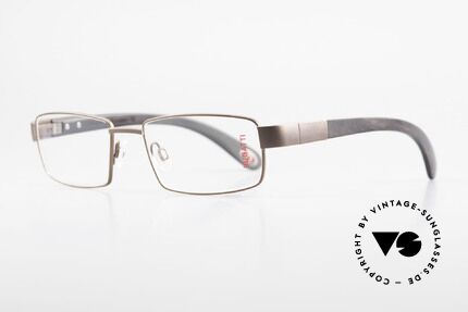 Bugatti 531 Ebony Titanium Eyeglass-Frame, temples are made from African Ebony wood; unique, Made for Men