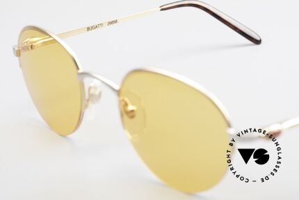 Bugatti 26658 90s Panto Designer Sunglasses, orange sun lenses can be replaced with optical lenses, Made for Men