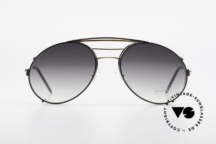 Bugatti 65536 Vintage Glasses with Sun Clip, legendary vintage BUGATTI 'tear drop' design, Made for Men