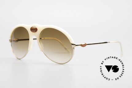 Bugatti 64748 Ivory Optic 70's Sunglasses, LARGE frame (143mm) with central red Bugatti logo, Made for Men