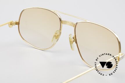 Cartier Romance Santos - L Luxury Vintage Sunglasses 80's, new ORANGE-gradient sun lenses (also wearable at night), Made for Men