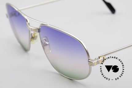 Cartier Romance Santos - L Palladium Shades Tricolored, 2nd hand, but in a mint condition (incl. GUCCI case), Made for Men