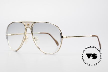 St. Moritz 401 Rare Jupiter Sunglasses 80's, gold-plated & spring-hinge temples with root wood decor, Made for Men