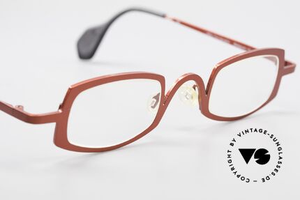 Theo Belgium Rectangle Red Vintage Ladies Eyeglasses, clear demo lenses should be replaced with prescriptions, Made for Women