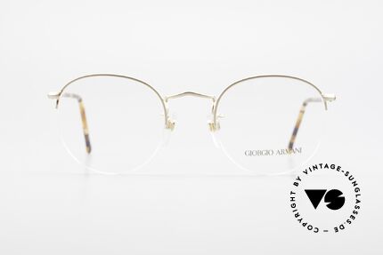 Giorgio Armani 142 Rimless Panto Eyeglasses 80's, round 'panto design' with discreet elegant coloring, Made for Men and Women