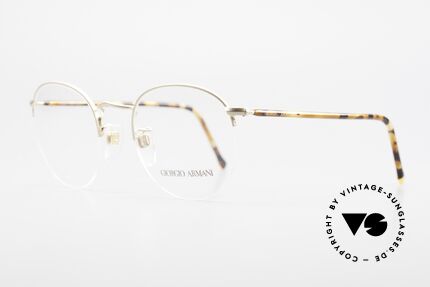 Giorgio Armani 142 Rimless Panto Eyeglasses 80's, the lenses are fixed with a nylor thread at the frame, Made for Men and Women