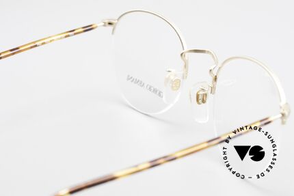Giorgio Armani 142 Rimless Panto Eyeglasses 80's, the demo lenses can be replaced with optical lenses, Made for Men and Women