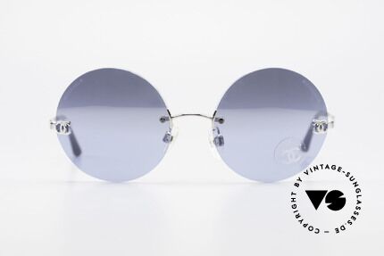 Chanel 4056 Round Luxury Shades Rimless, vintage round (rimless) sunglasses; weighs only 18g!, Made for Men and Women
