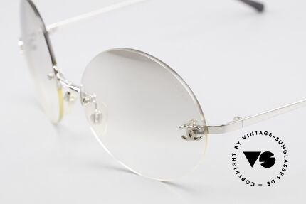 Chanel 4056 Round Luxury Sunglasses 90's, light tinted nonreflecting lenses; also wearable at night, Made for Men and Women