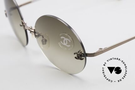 Chanel 4056 Round 90's Luxury Sunglasses, brown sun lenses are light-mirrored; 100% UV protection, Made for Men and Women