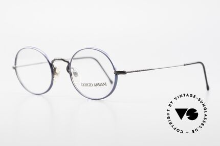 Giorgio Armani 247 No Retro Eyeglasses 90's Oval, frame with subtle engravings & with dark blue rings, Made for Men and Women