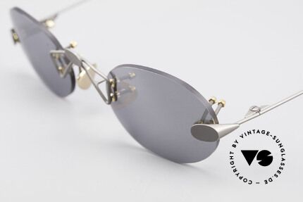 Paul Chiol 01 Rimless Art Sunglasses Small, the sun lenses are gray/silver mirrored, 100% UV, Made for Men and Women