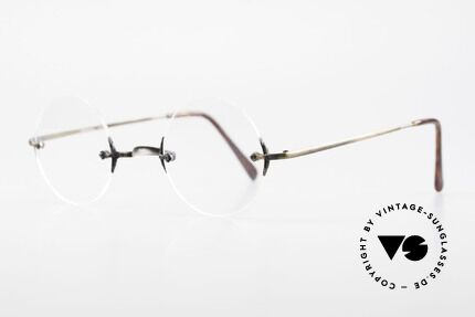 Bonneville by Brendel Timeless Plain Rimless Specs, elegant timeless frame finish in "antique brass", Made for Men and Women
