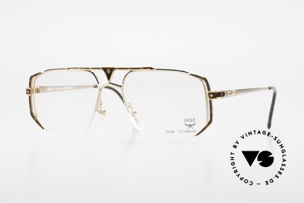 MCM München 5 Titanium Glasses Gold Plated, old designer eyeglasses by MCM from the early 1990's, Made for Men