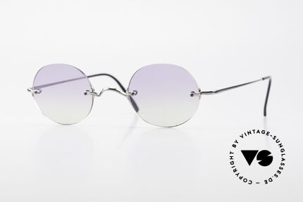 Freudenhaus Flemming Round Rimless Sunglasses, rimless designer shades by FREUDENHAUS, Munich, Made for Men and Women