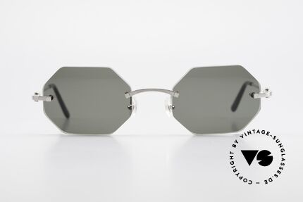 Cartier C-Decor Octag Octagonal Luxury Sunglasses, precious designer frame (brushed platinum finish), Made for Men