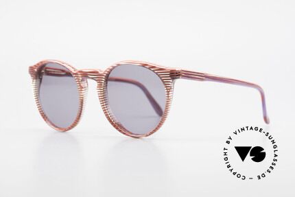 Alain Mikli 034 / 274 80's Ladies Panto Sunglasses, truly unique; with stripes in red / crystal / purple, Made for Women