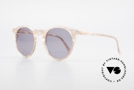Alain Mikli 034 / 348 80's Panto Sunglasses Ladies, truly unique; peach marbled / crystal + gray lenses, Made for Women