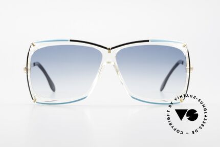 Cazal 864 Rare 80's Cazal XL Sunglasses, color concept in crystal / black / turquois / gold, Made for Women