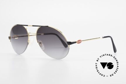 Bugatti 65789 Semi Rimless Vintage Shades, black & gold frame with gradient lenses, 100% UV, Made for Men