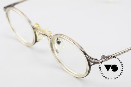 Freudenhaus Andua Oval Designer Glasses 90's, unique pattern in a kind of "antique bronze" & crystal, Made for Men and Women