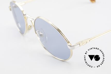 Bugatti 03308 True Vintage 80's Sunglasses, bicolor (gold/silver) with solid blue lenses (100% UV), Made for Men