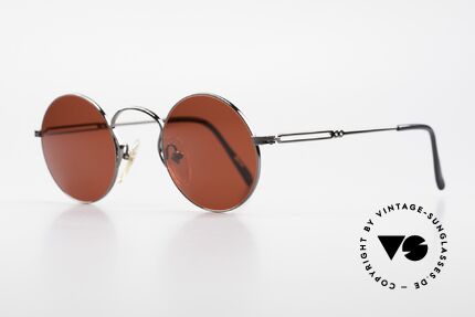 Jean Paul Gaultier 55-0172 Round 90's JPG Sunglasses, high-class finish (gunmetal metallic) and red lenses, Made for Men and Women