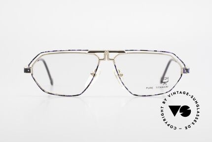 MCM München 13 Titanium Frame Blue Patterned, pure TITANIUM; gold-plated & PURPLE/BLUE pattern, Made for Men and Women