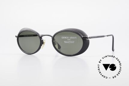 Giorgio Armani 666 Side Shields Frame Oval, 90's Armani designer sunglasses with small side shields, Made for Men and Women