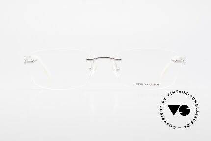 Giorgio Armani 310 Rimless Vintage Eyeglasses, rimless frame with shiny appliqué on the temples, Made for Men and Women