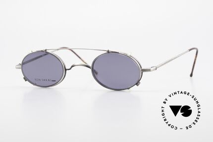 Koh Sakai KS9591 Small Oval Eyeglasses Clip On, rare, vintage Koh Sakai glasses with clip-on from 1997, Made for Men and Women