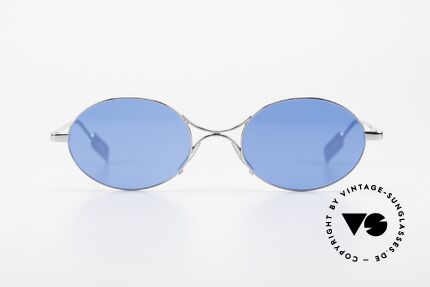 Jean Paul Gaultier 55-0173 Oval JPG Designer Sunglasses, very creative metal frame; chrome-plated silver, Made for Men and Women