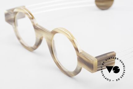P. Klenk Bold 022 Horn Frame Twistable Temples, article of virtu - collector's item - museum piece - vertu, Made for Men and Women