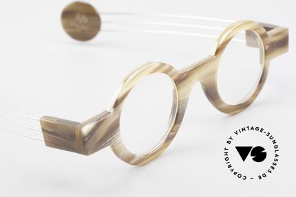 P. Klenk Bold 022 Horn Frame Twistable Temples, unworn (like all our vintage genuine buffalo horn frames), Made for Men and Women