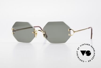 Cartier Rimless Octag - M Octagonal Luxury Sunglasses, octagonal rimless CARTIER luxury shades from '97, Made for Men and Women