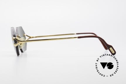 Cartier Rimless Octag - M Octagonal Luxury Sunglasses, with new CR39 UV400 lenses in gray-green G15 color, Made for Men and Women