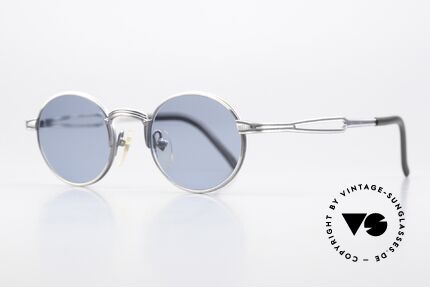 Jean Paul Gaultier 55-7107 Small Round Vintage Shades, blueberry colored sun lenses; 100% UV protection, Made for Men and Women