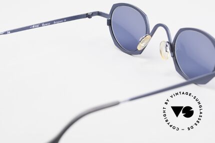 Theo Belgium Flower Round 90s Designer Sunglasses, blue tinted sun lenses can be replaced with prescriptions, Made for Men and Women