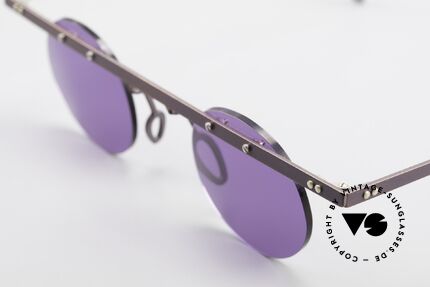 Theo Belgium Tita VII 5 Vintage Titanium Sunglasses, the round sun lenses are fixed with screws at the frame, Made for Men and Women