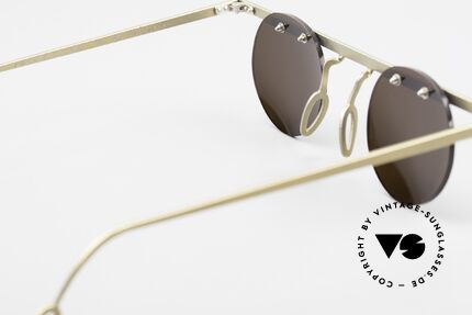 Theo Belgium Tita VII 10 Crazy Titanium Sunglasses 90s, brown sun lenses could be replaced with optical lenses, Made for Men and Women