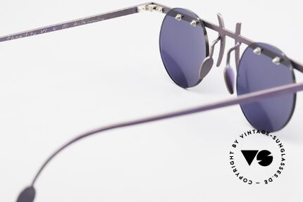Theo Belgium Tita VI 4 Crazy Sunglasses Titanium 90s, dark blue sun lenses can be replaced with optical lenses, Made for Men and Women