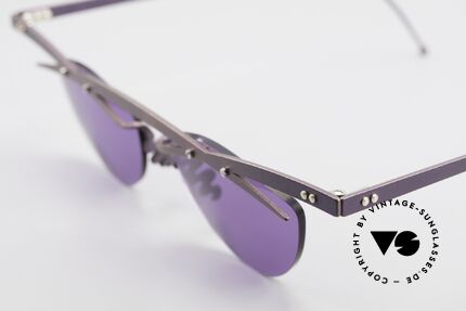 Theo Belgium Tita III 4 XL Crazy Vintage Sunglasses, the purple sun lenses are fixed with screws at the frame, Made for Men and Women
