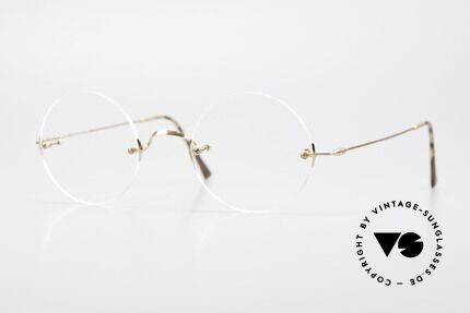 Lunor Classic Round GP Steve Jobs Glasses Rimless Gold Details