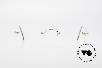 Lunor Classic Round GP Steve Jobs Glasses Rimless Gold, Steve Jobs made this Lunor rimless frame his trademark, Made for Men and Women